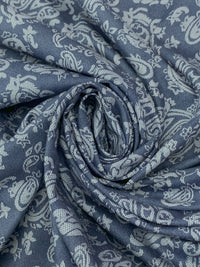 Dark Imperial Blue/Cadet Gray 100% Cotton Paisley Print Lawn 57W