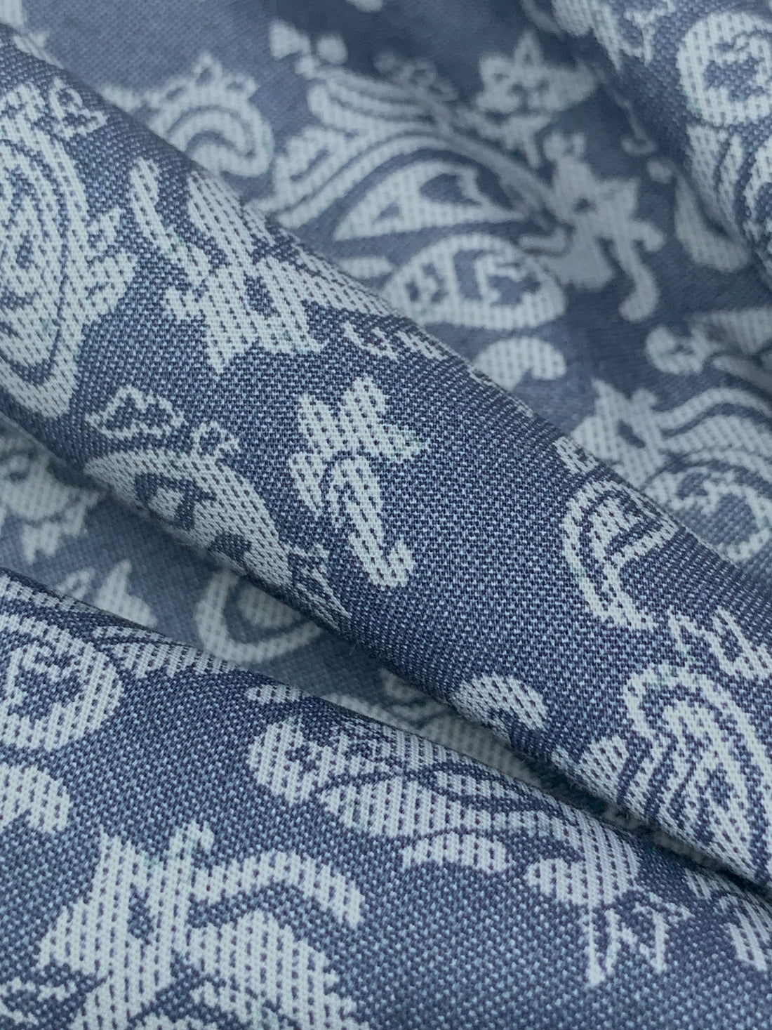 Dark Imperial Blue/Cadet Gray 100% Cotton Paisley Print Lawn 57W