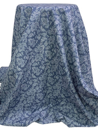 Dark Imperial Blue/Cadet Gray 100% Cotton Paisley Print Lawn 57W