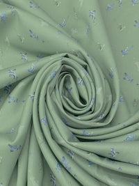 Laurel Green/Dark Electric Blue/White 100% Cotton Abstract Marine Life Print Lawn 57W