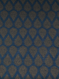 Lapis Blue/Taupe Brown 100% Cotton Teardrop Medallion Print Gauzy Shirting 55W