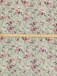 Laurel Green/Pearly Purple/Turkish Rose/Multi 100% Rayon Floral Print Challis 57W