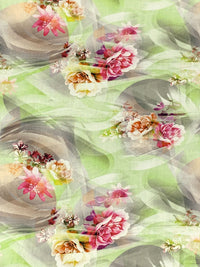 Medium Spring Bud/Cardinal/Charm Pink/Multi 100% Rayon Abstract Floral Print Challis 57W