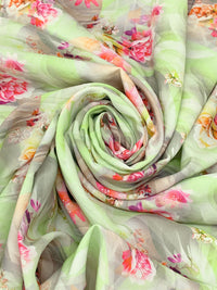 Medium Spring Bud/Cardinal/Charm Pink/Multi 100% Rayon Abstract Floral Print Challis 57W