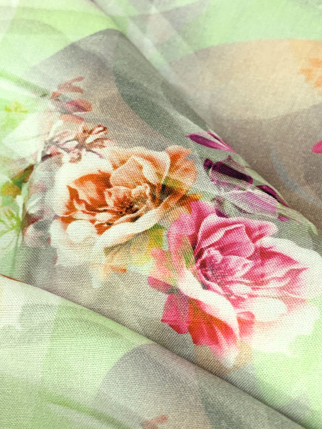 Medium Spring Bud/Cardinal/Charm Pink/Multi 100% Rayon Abstract Floral Print Challis 57W
