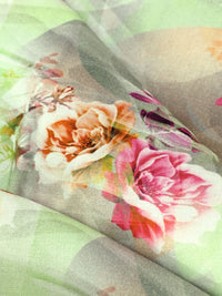 Medium Spring Bud/Cardinal/Charm Pink/Multi 100% Rayon Abstract Floral Print Challis 57W