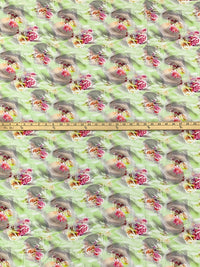 Medium Spring Bud/Cardinal/Charm Pink/Multi 100% Rayon Abstract Floral Print Challis 57W