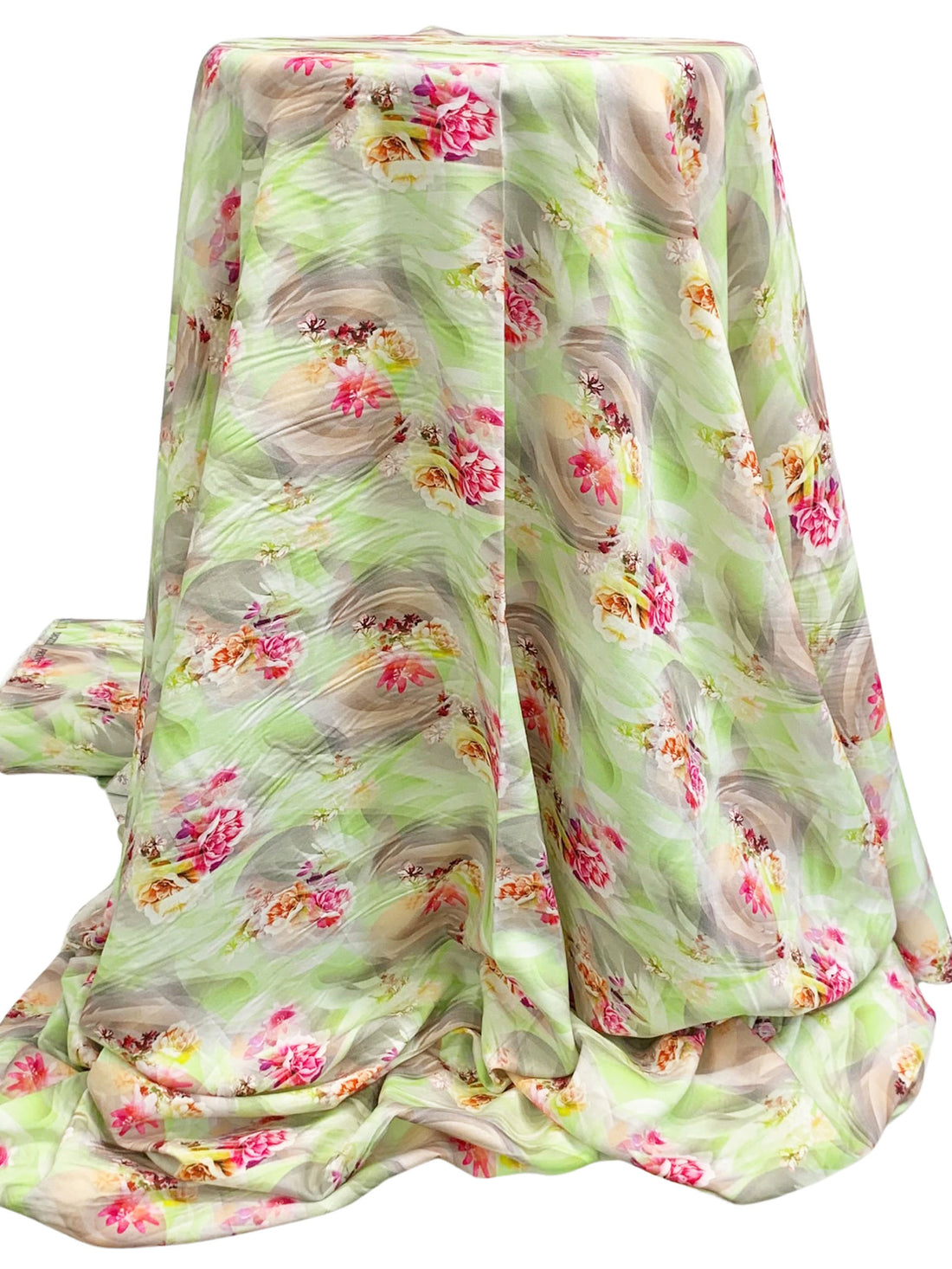Medium Spring Bud/Cardinal/Charm Pink/Multi 100% Rayon Abstract Floral Print Challis 57W