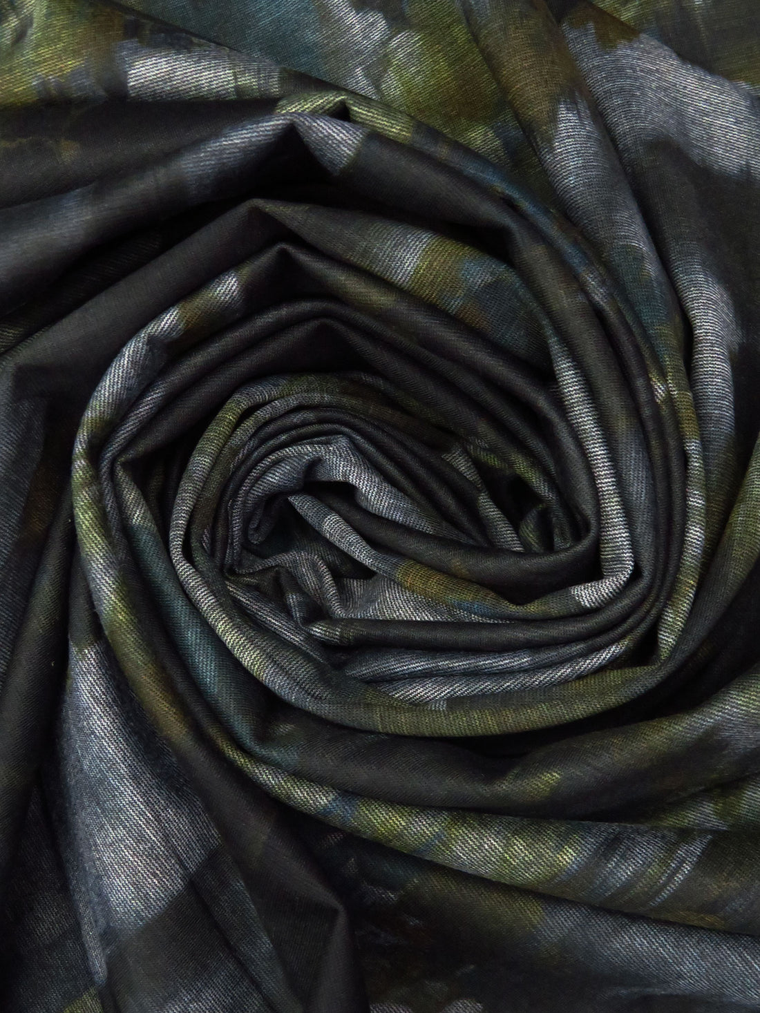 Black/Dark Gray/Dark Olive/Multi Polyester/Lycra Smudged Floral Print Ponte Knit 58W