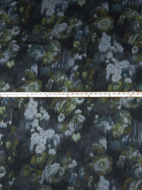 Black/Dark Gray/Dark Olive/Multi Polyester/Lycra Smudged Floral Print Ponte Knit 58W