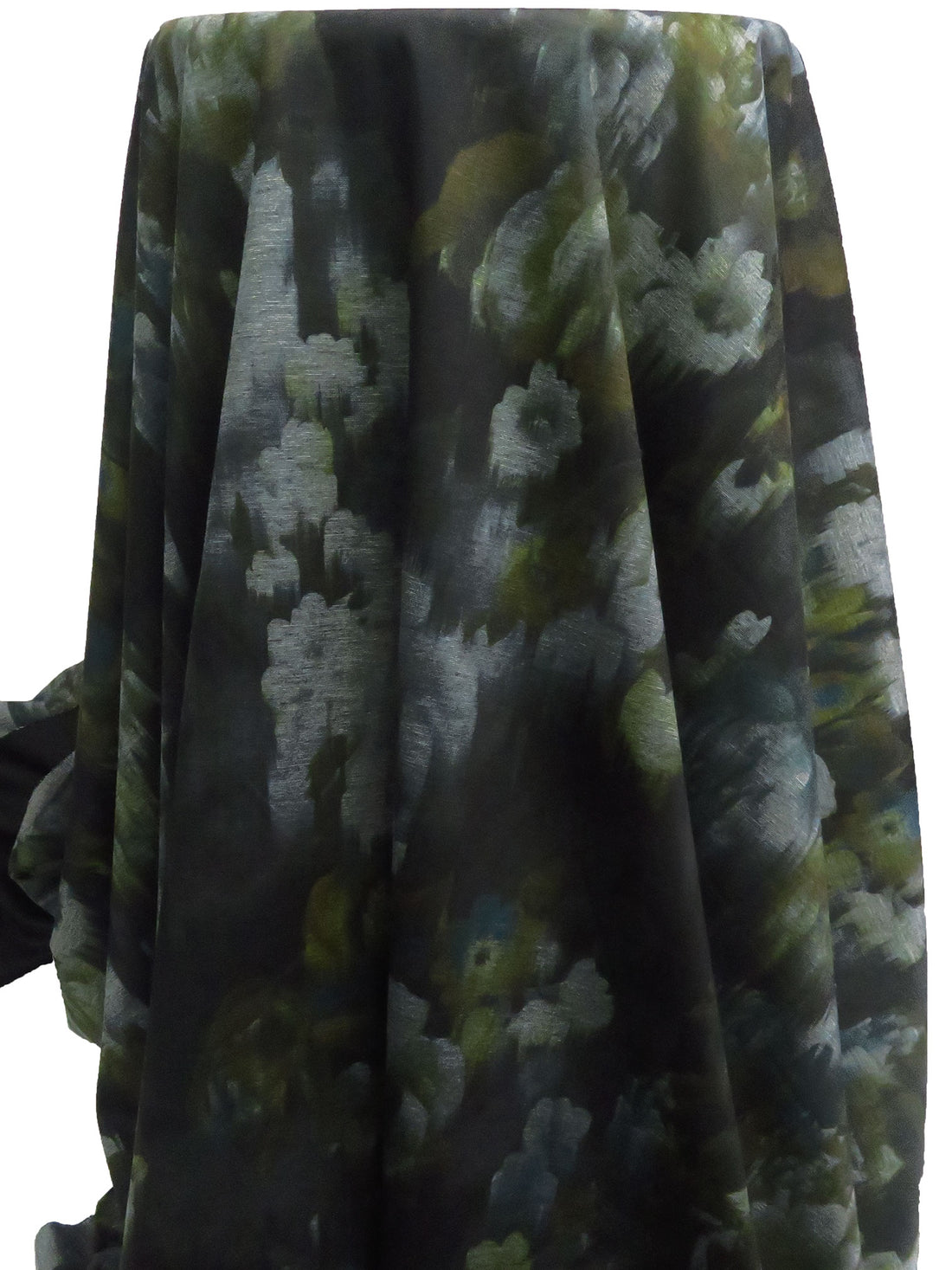 Black/Dark Gray/Dark Olive/Multi Polyester/Lycra Smudged Floral Print Ponte Knit 58W