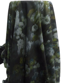 Black/Dark Gray/Dark Olive/Multi Polyester/Lycra Smudged Floral Print Ponte Knit 58W