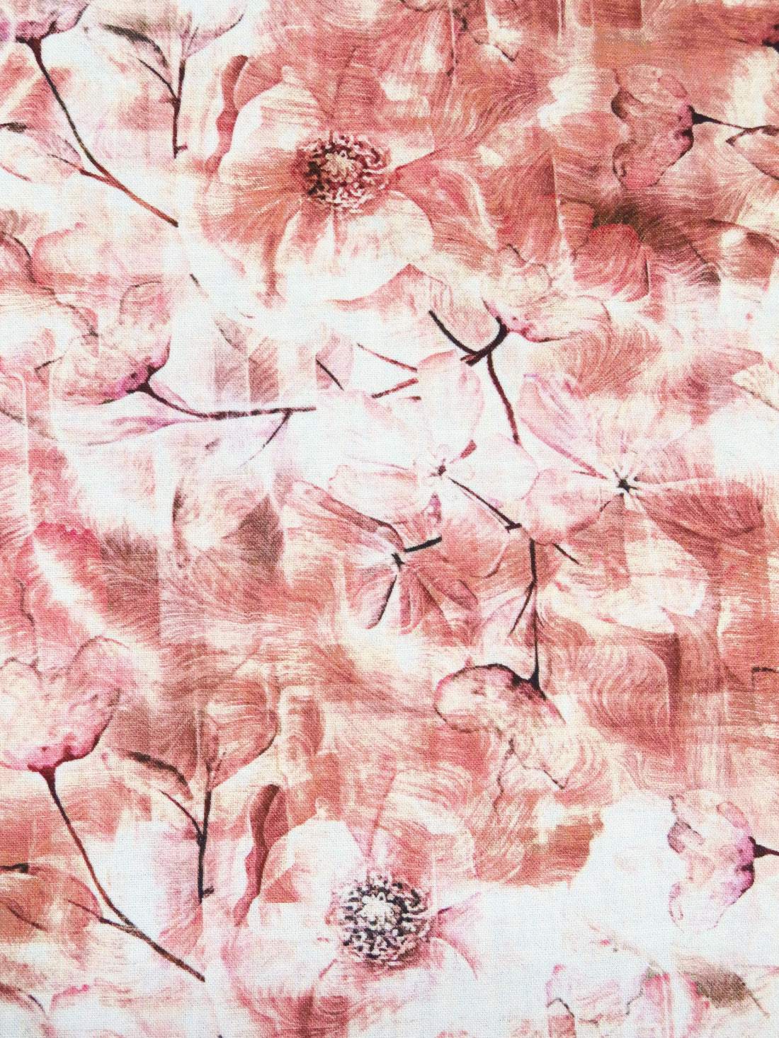 Congo Pink/Terra Cotta/White/Multi 100% Rayon Abstract Floral Print Challis 56W