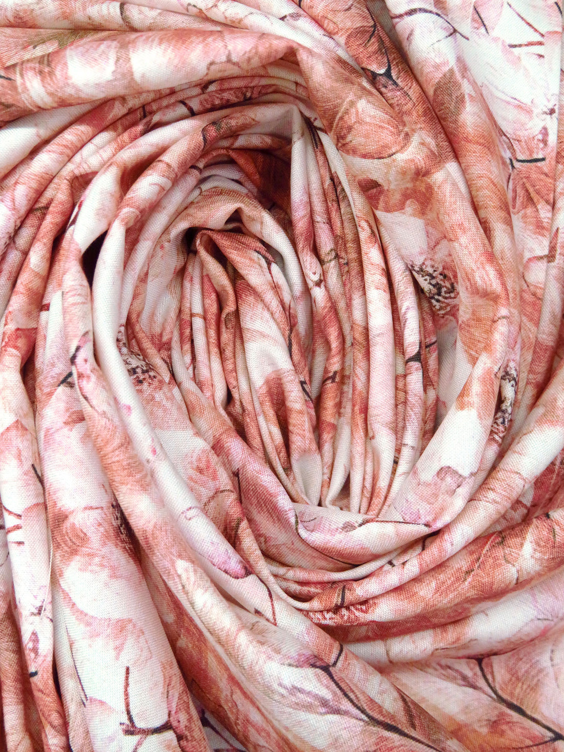 Congo Pink/Terra Cotta/White/Multi 100% Rayon Abstract Floral Print Challis 56W