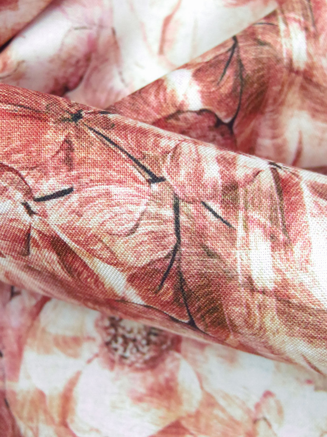 Congo Pink/Terra Cotta/White/Multi 100% Rayon Abstract Floral Print Challis 56W