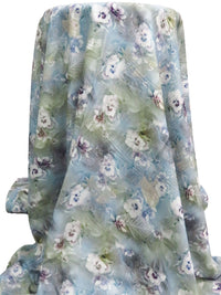Pewter Blue/Dark Sage/Dark Vanilla/Multi 100% Rayon Floral & Leaf Print Voile 56W