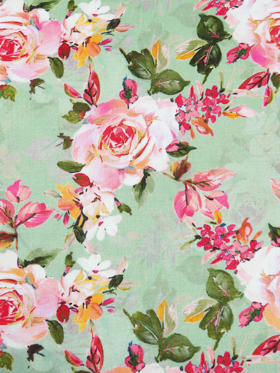 Celadon/Peachy Pink/Marigold/Multi 100% Rayon Floral Print Challis 55W