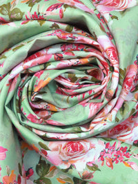 Celadon/Peachy Pink/Marigold/Multi 100% Rayon Floral Print Challis 55W