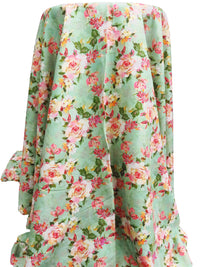 Celadon/Peachy Pink/Marigold/Multi 100% Rayon Floral Print Challis 55W