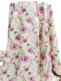 Cream/Bud Green/Sky Magenta/Multi 100% Rayon Floral Vine Print Challis 56W