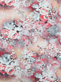 Dusty Rose/White/Gray/Multi 100% Rayon Floral Print Challis 56W