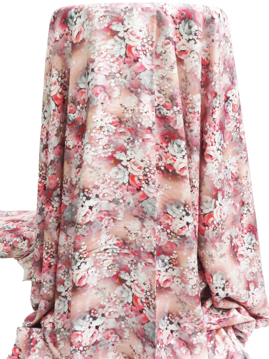 Dusty Rose/White/Gray/Multi 100% Rayon Floral Print Challis 56W
