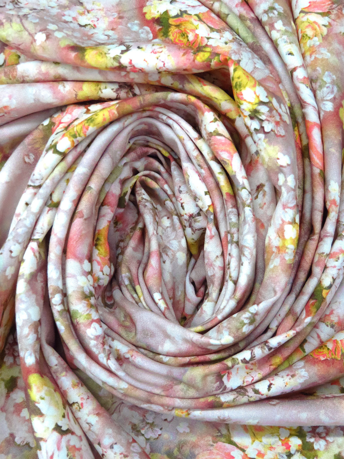 New York Pink/White/Pastel Yellow/Multi 100% Rayon Floral Print Challis 56W