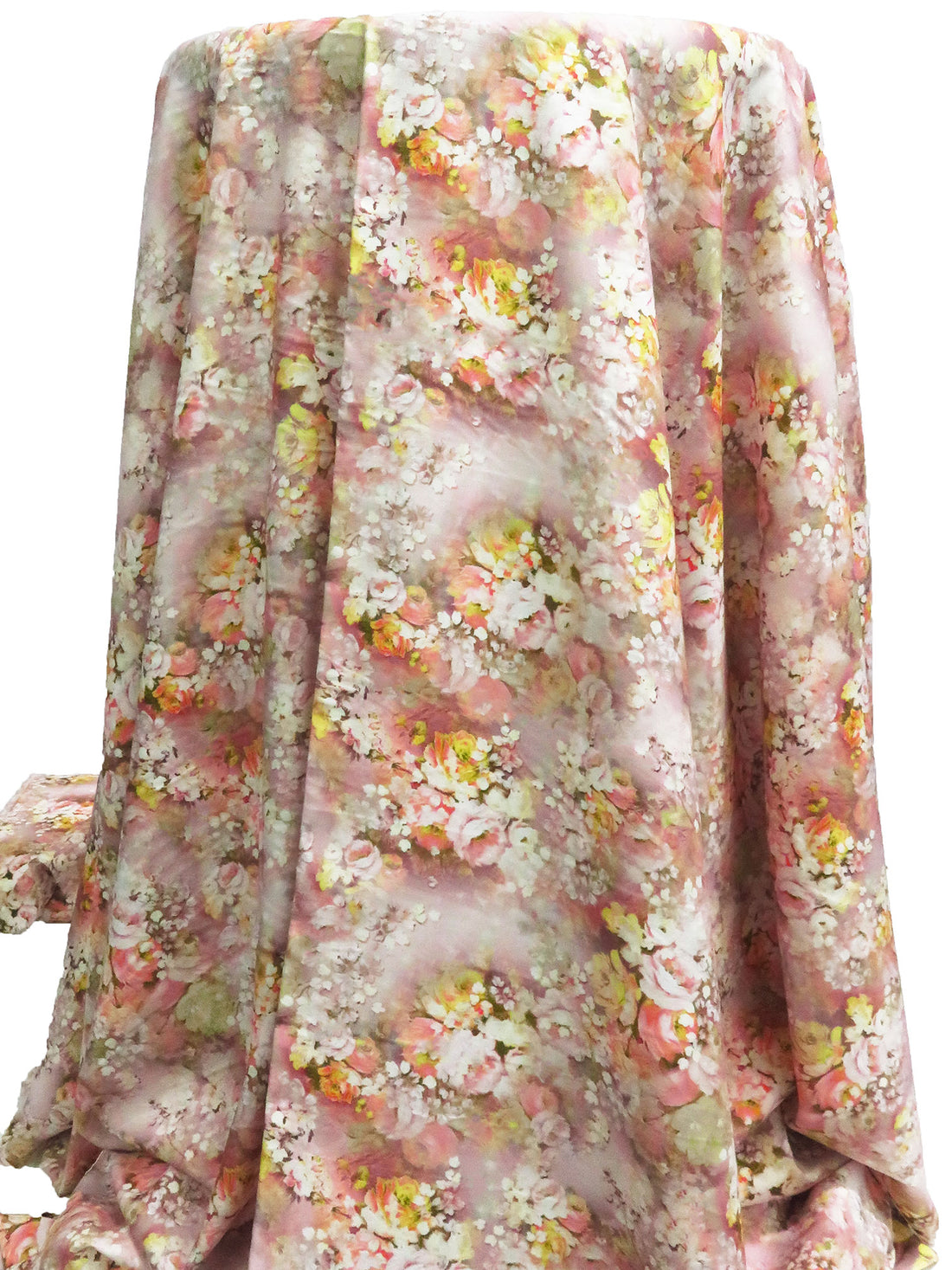 New York Pink/White/Pastel Yellow/Multi 100% Rayon Floral Print Challis 56W