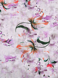 Light Orchid/Dark Green/Coral Red/Multi 100% Rayon Abstract Floral Print Challis 57W