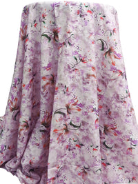 Light Orchid/Dark Green/Coral Red/Multi 100% Rayon Abstract Floral Print Challis 57W