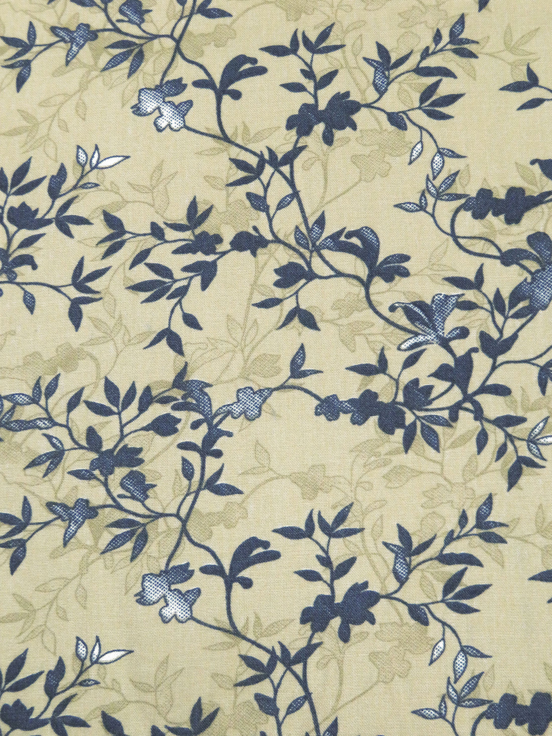 Ecru/Muted Dark Navy/White 100% Rayon Vine Silhouettes Print Challis 56W