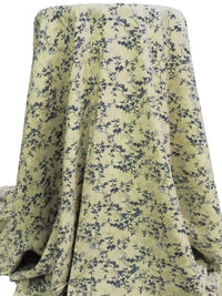 Ecru/Muted Dark Navy/White 100% Rayon Vine Silhouettes Print Challis 56W