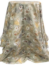Artichoke/Cherrywood/White/Multi 100% Rayon Floral Print Voile 56W