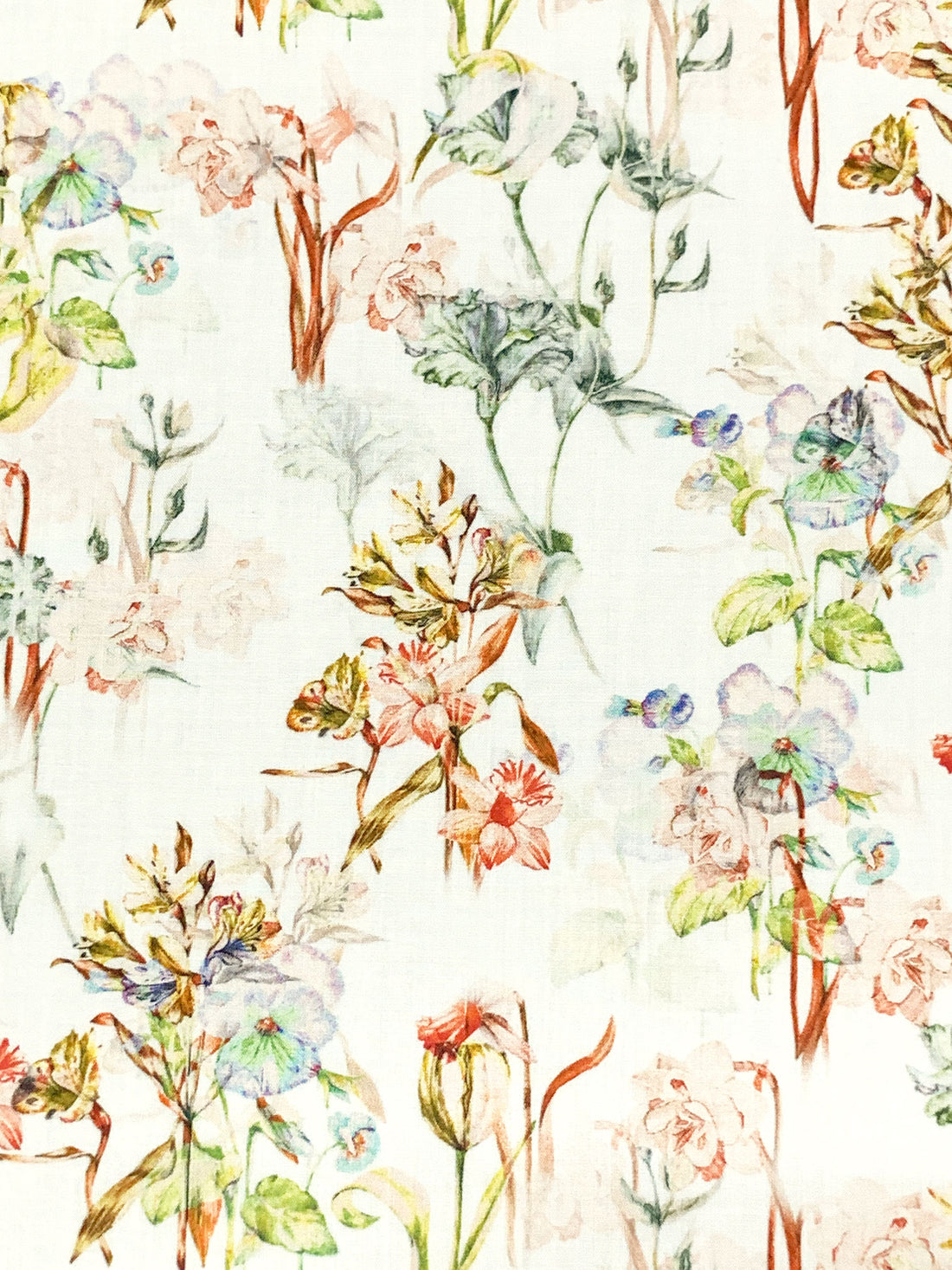 Alabaster/Straw/Deep Chestnut/Multi 100% Rayon Floral Print Challis 56W