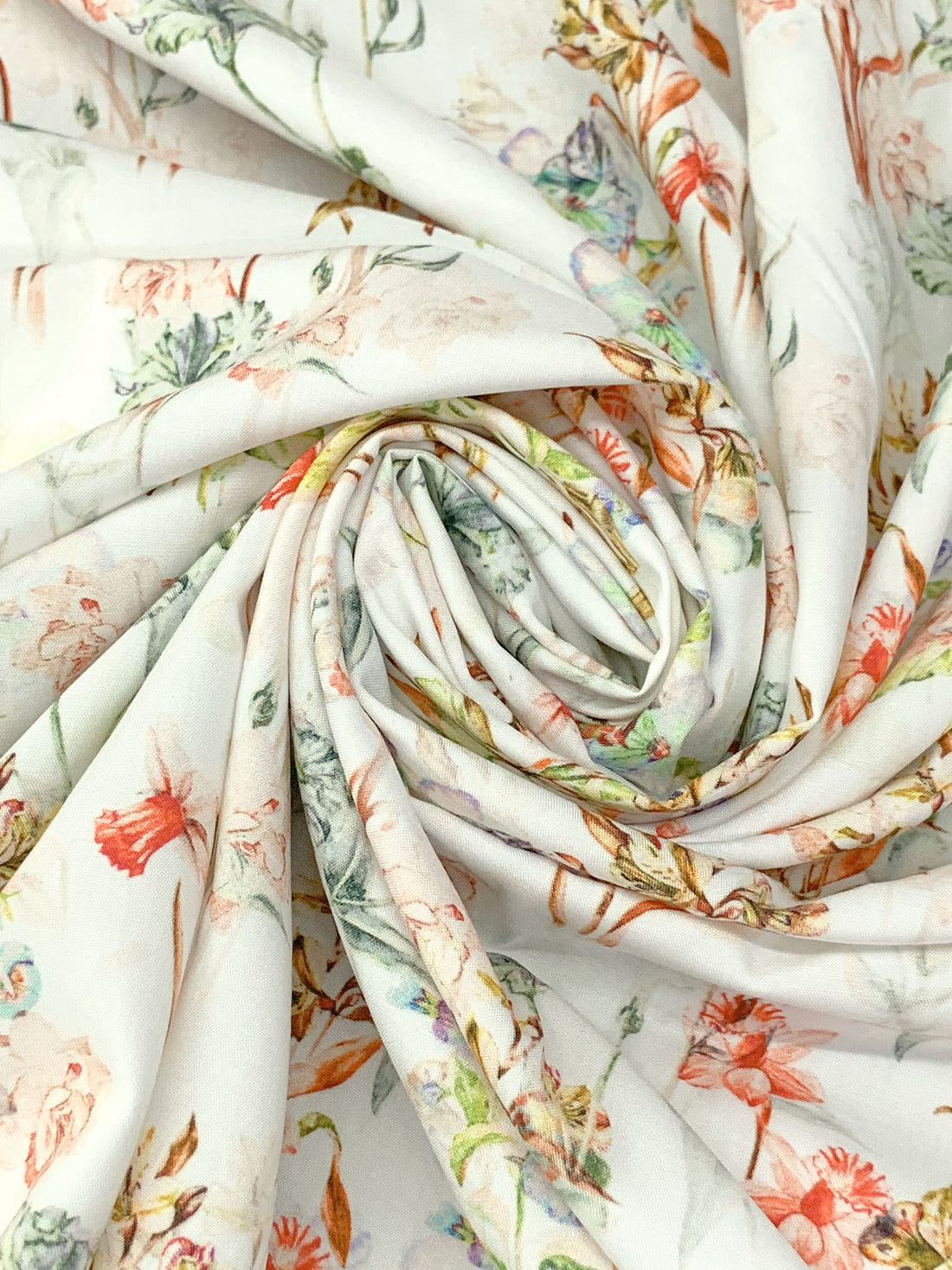 Alabaster/Straw/Deep Chestnut/Multi 100% Rayon Floral Print Challis 56W