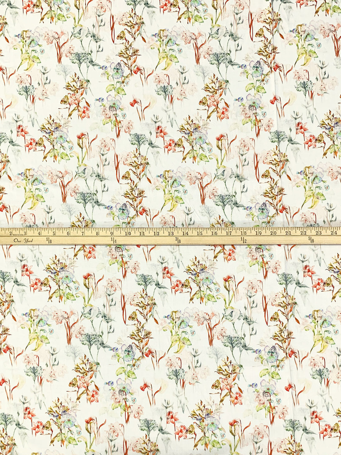 Alabaster/Straw/Deep Chestnut/Multi 100% Rayon Floral Print Challis 56W