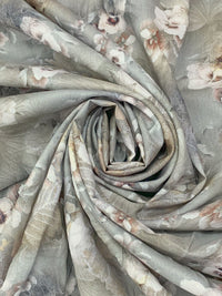 Titanium/Sage/Multi 100% Rayon Floral Print Voile 56W