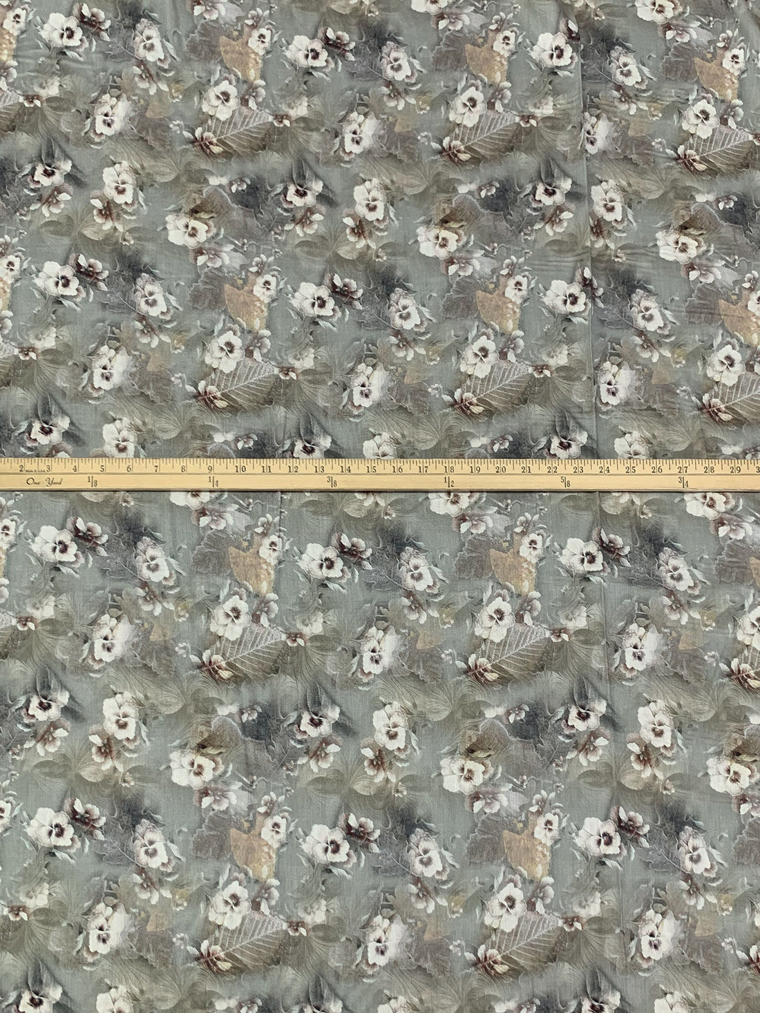 Titanium/Sage/Multi 100% Rayon Floral Print Voile 56W