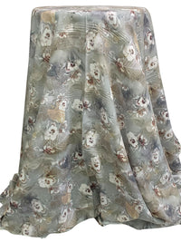 Titanium/Sage/Multi 100% Rayon Floral Print Voile 56W