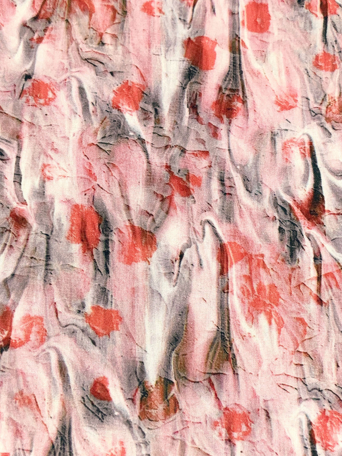 Baby Pink/Copper Red/Multi 100% Rayon Abstract Print Challis 59W