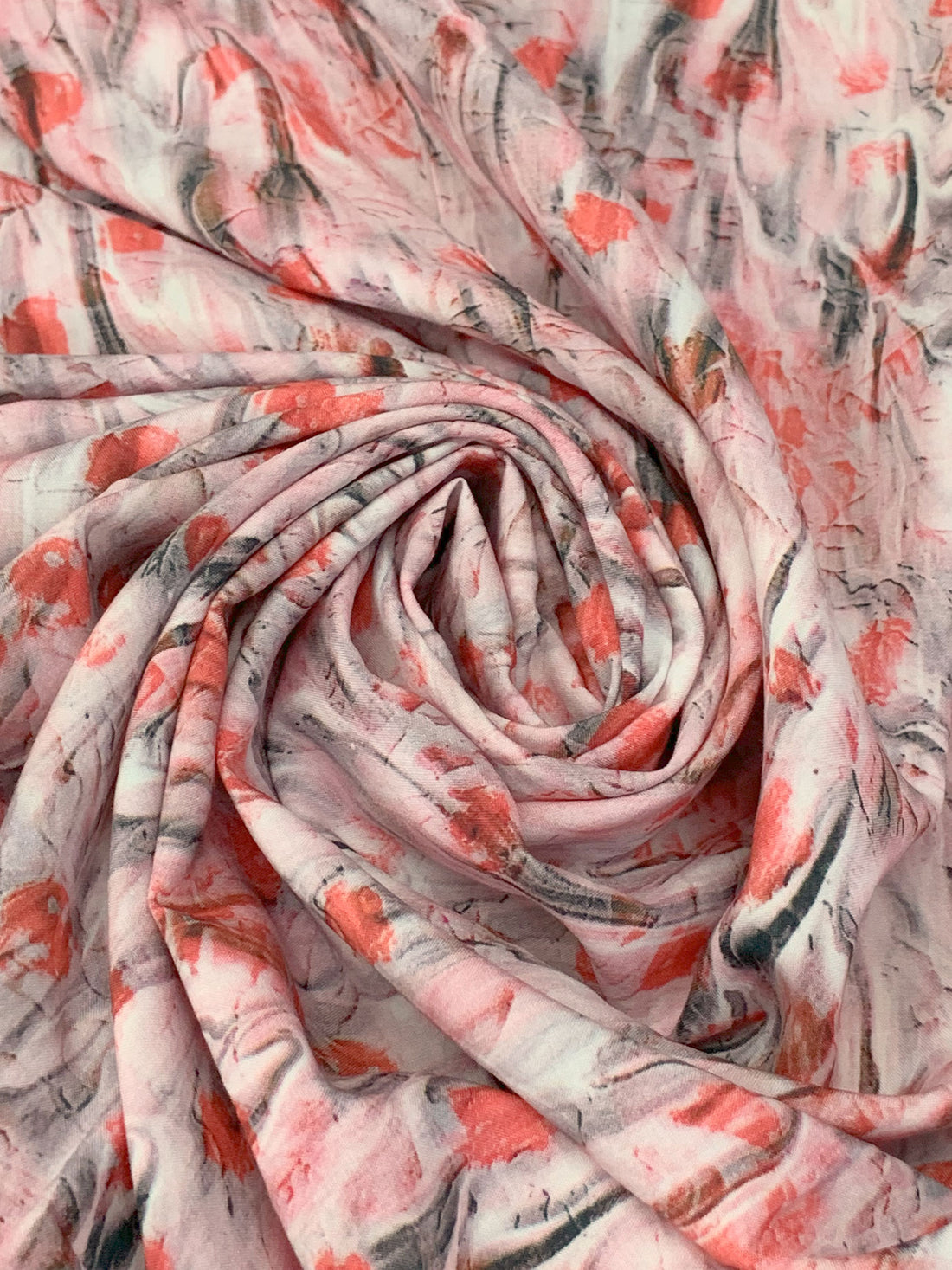 Baby Pink/Copper Red/Multi 100% Rayon Abstract Print Challis 59W