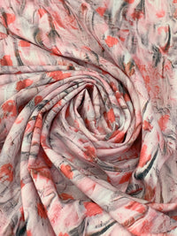 Baby Pink/Copper Red/Multi 100% Rayon Abstract Print Challis 59W
