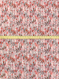Baby Pink/Copper Red/Multi 100% Rayon Abstract Print Challis 59W