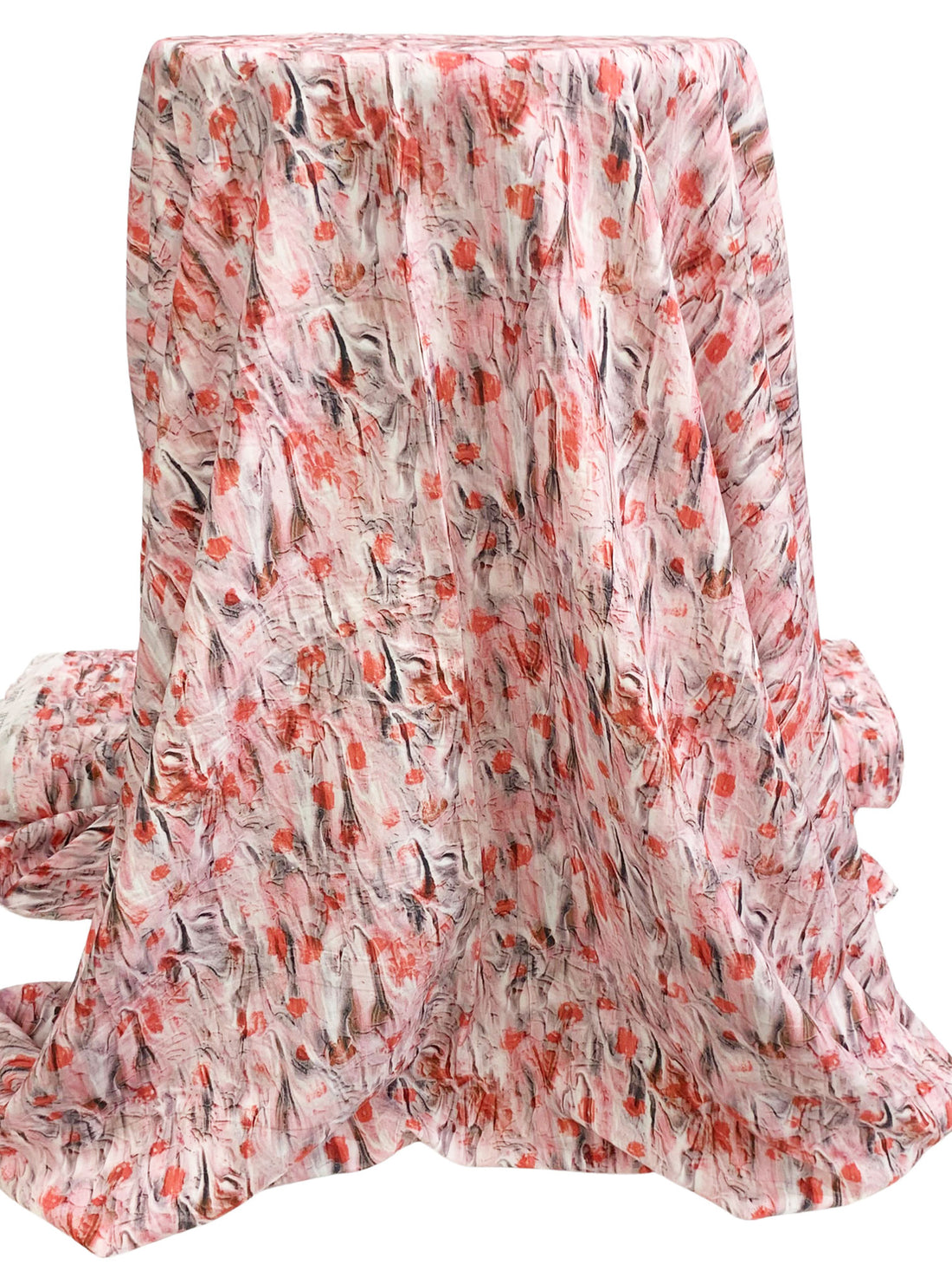 Baby Pink/Copper Red/Multi 100% Rayon Abstract Print Challis 59W