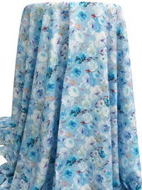 Sky Blue/Dark Purple/Pacific Blue/Multi 100% Rayon Artistic Floral Print Challis 56W