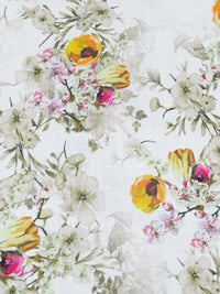 White/Muted Olive/Marigold/Multi 100% Rayon Floral Print Voile 58W