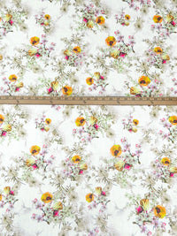 White/Muted Olive/Marigold/Multi 100% Rayon Floral Print Voile 58W