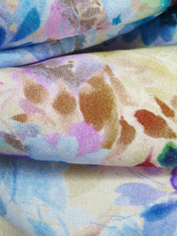 Peach Yellow/Pacific Blue/Purple/Multi 100% Rayon Artistic Floral Print Challis 57W