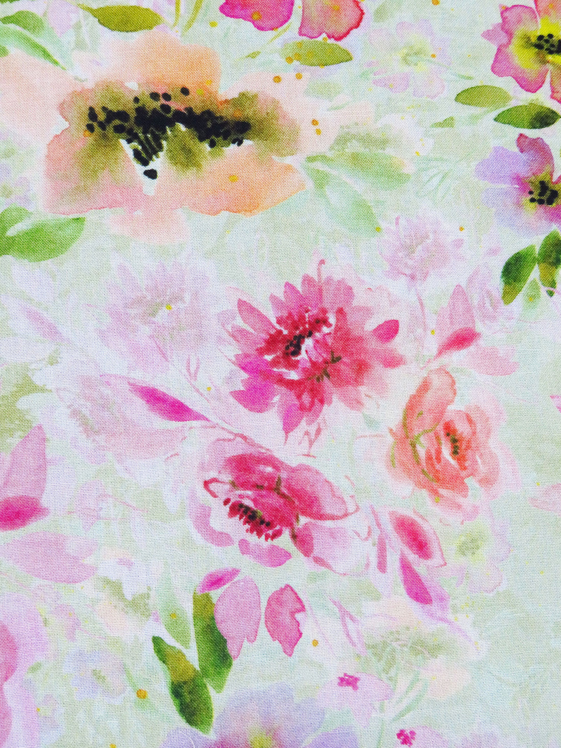 Peach/Fern Green/Fuchsia/Multi 100% Rayon Artistic Floral Print Challis 57W