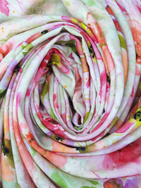 Peach/Fern Green/Fuchsia/Multi 100% Rayon Artistic Floral Print Challis 57W